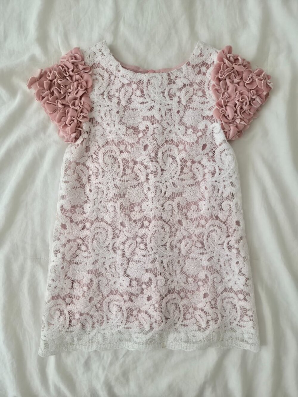 Girls Charabia two-tone lace dress